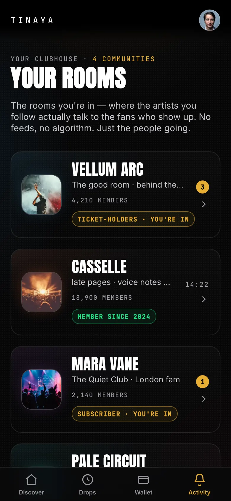 The fan community, in-app